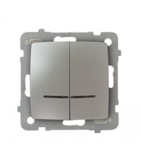 KARO ŁP-2SS/m/43 Łącznik podwójny (świecznikowy) z podświetleniem niebieskim, SREBRNY PERŁOWY