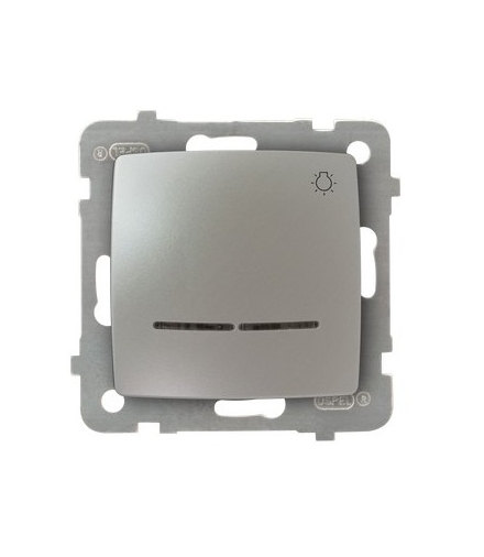 KARO ŁP-5SS/m/43 Łącznik zwierny "światło" z podświetleniem niebieskim, SREBRNY PERŁOWY