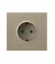 KIER GP-1WSP/01 Gniazdo pojedyncze z uziemieniem schuko z przesłonami torów prądowych, BEŻOWY