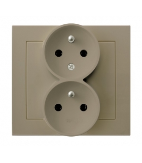 KIER GP-2WC/01 Gniazdo podwójne z uziemieniem z funkcją niezamienności faz, BEŻOWY