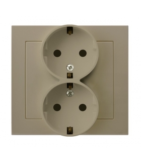 KIER GP-2WS/01 Gniazdo podwójne z uziemieniem schuko , BEŻOWY