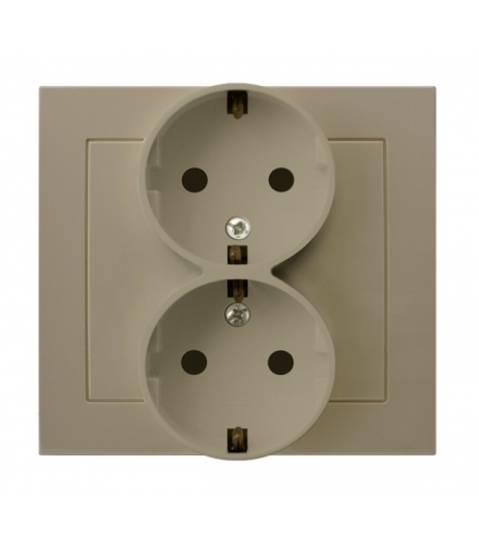 KIER GP-2WS/01 Gniazdo podwójne z uziemieniem schuko , BEŻOWY