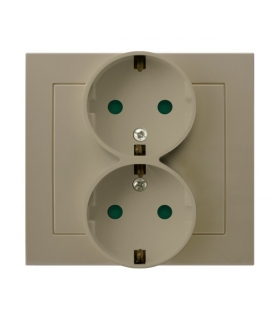 KIER GP-2WSP/01 Gniazdo podwójne z uziemieniem schuko z przesłonami torów prądowych, BEŻOWY