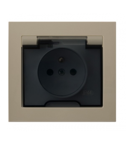 KIER GPH-1WZ/01/d Gniazdo bryzgoszczelne z uziemieniem IP-44 wieczko przezroczyste, BEŻOWY