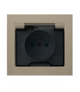 KIER GPH-1WZP/01/d Gniazdo bryzgoszczelne z uziemieniem IP-44 z przesłonami torów prądowych wieczko przezroczyste, BEŻOWY