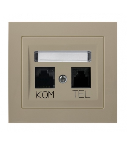 KIER GPKT-W/K/01 Gniazdo komputerowo-telefoniczne RJ 45 kat. 5e, (8-stykowe) + RJ 11 (6-stykowe), BEŻOWY