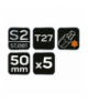 Bity udarowe S2, 50 mm, T27 - 5 szt. GTX NEO Tools 09-586