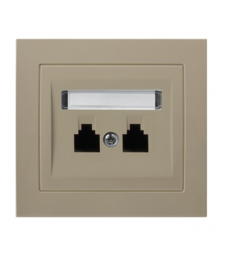 KIER GPT-2WR/01 Gniazdo telefoniczne podwójne równoległe, BEŻOWY