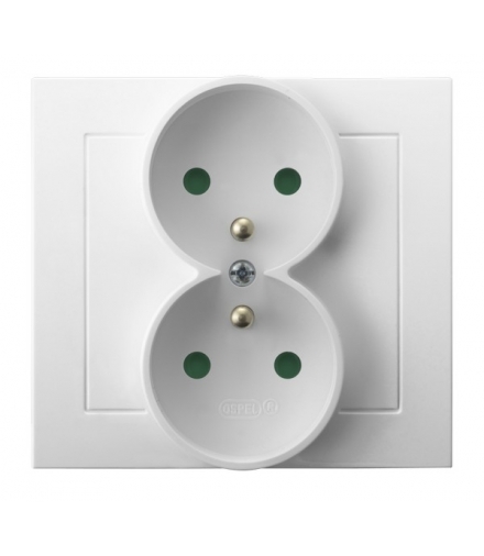 KIER GP-2WZP/00 Gniazdo podwójne z uziemieniem z przesłonami torów prądowych, BIAŁY