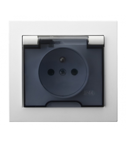 KIER GPH-1WZ/00/d Gniazdo bryzgoszczelne z uziemieniem IP-44 wieczko przezroczyste, BIAŁY