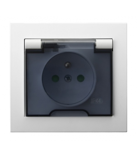 KIER GPH-1WZP/00/d Gniazdo bryzgoszczelne z uziemieniem IP-44 z przesłonami torów prądowych wieczko przezroczyste, BIAŁY