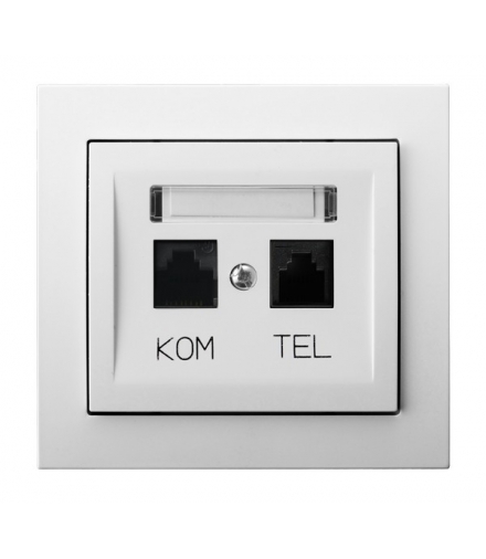 KIER GPKT-W/K/00 Gniazdo komputerowo-telefoniczne RJ 45 kat. 5e, (8-stykowe) + RJ 11 (6-stykowe), BIAŁY