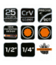 Klucze nasadowe 1/4", 1/2", zestaw 86 szt., CrV GTX NEO Tools 10-060