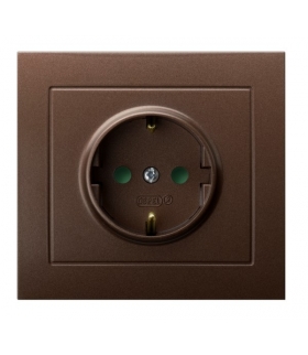 KIER GP-1WSP/52 Gniazdo pojedyncze z uziemieniem schuko z przesłonami torów prądowych, BRĄZOWY METALIK