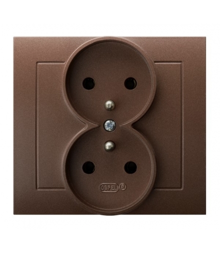 KIER GP-2WZ/52 Gniazdo podwójne z uziemieniem , BRĄZOWY METALIK