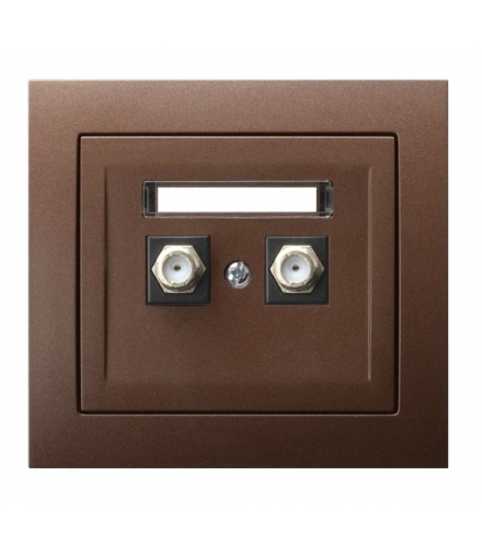 KIER GPA-2WF/52 Gniazdo antenowe typu F podwójne , BRĄZOWY METALIK