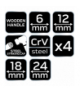 Dłuta 6, 12, 18, 24 mm, zestaw 4 szt. Uchwyt drewniany GTX NEO Tools 37-800
