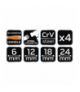 Dłuta 6, 12, 18, 24, zestaw 4 szt. Uchwyt dwukomponentowy. Pakowane w etui GTX NEO Tools 37-900