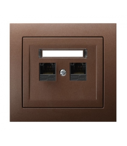 KIER GPK-2W/K6/52 Gniazdo komputerowe podwójne, kat. 6 MMC, BRĄZOWY METALIK