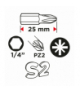 Końcówki wkrętakowe PZ2 x 25 mm, 100 szt. GTX GRAPHITE 56H624