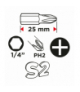 Końcówki wkrętakowe PH2 x 25 mm, 100 szt. GTX GRAPHITE 56H626