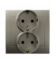KIER GP-2WS/45 Gniazdo podwójne z uziemieniem schuko , SATYNA LIGHT