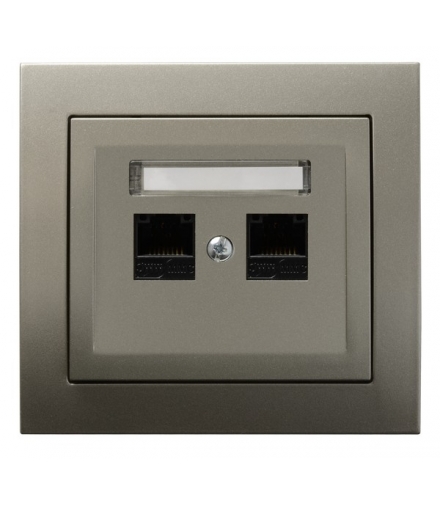 KIER GPK-2W/K/45 Gniazdo komputerowe podwójne, kat. 5e MMC, SATYNA LIGHT