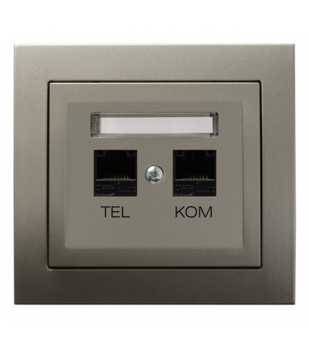 KIER GPKT-W/K/45 Gniazdo komputerowo-telefoniczne RJ 45 kat. 5e, (8-stykowe) + RJ 11 (6-stykowe), SATYNA LIGHT