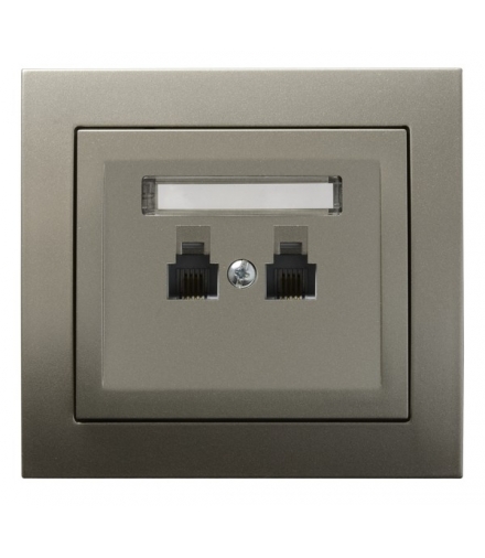 KIER GPT-2WN/45 Gniazdo telefoniczne podwójne niezależne, SATYNA LIGHT