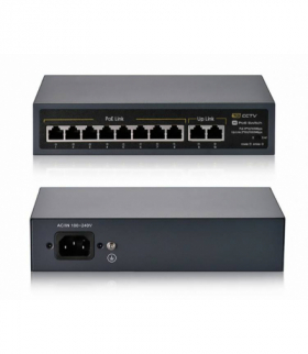 Switch 8-portowy PoE 10/100 Mbps 802.3af/at + 2x Uplink 100/1000 Mbps, 120W, tryb Extend (250m) LXPOE/8