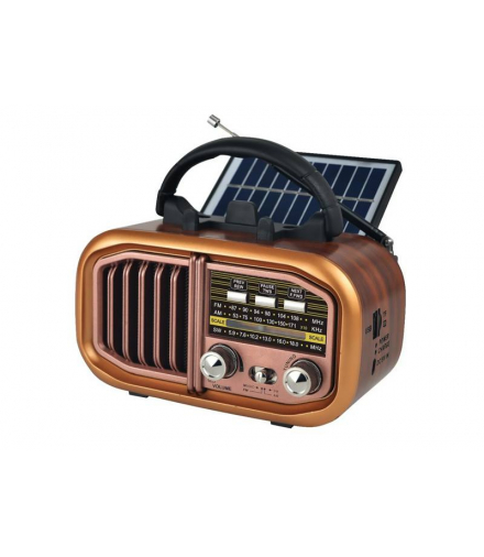 Radio przenośne RX-BT618 z panelam solarnym, FM, Bluetooth, USB, SD akumulator 18650 LXRXBT618P
