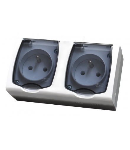 MADERA GNH-2NZ/00/d Gniazdo podwójne z uziemieniem wieczko przezroczyste, BIAŁY