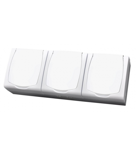 MADERA GNH-3NS/00/w Gniazdo potrójne z uziemieniem schuko wieczko w kolorze wyrobu, BIAŁY