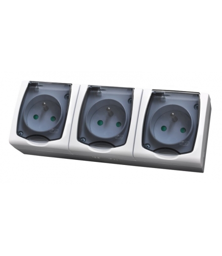 MADERA GNH-3NZP/00/d Gniazdo potrójne z uziemieniem z przesłonami torów prądowych wieczko przezroczyste, BIAŁY