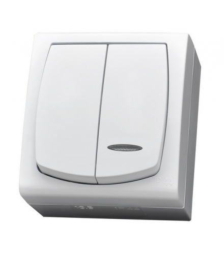 MADERA ŁNH-2NS/00 Łącznik dwugrupowy świecznikowy z podświetleniem pomarańczowym, BIAŁY