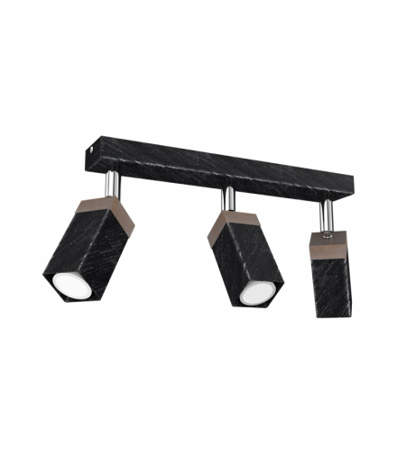 Lampa sufitowa SOLO SAWN BLACK / PATINATED WOOD 3x mini GU10 Milagro MLP7473