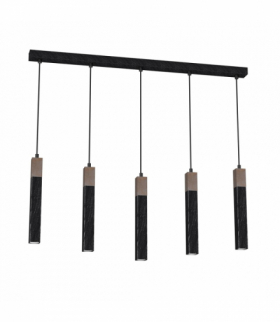 Lampa wisząca SOLO SAWN BLACK / PATINATED WOOD 5x mini GU10 Milagro MLP7471