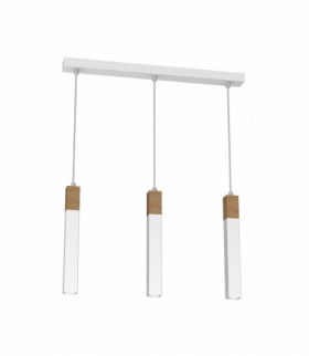 Lampa wisząca SOLO SAWN WHITE / PATINATED WOOD 3x mini GU10 Milagro MLP7476