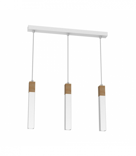 Lampa wisząca SOLO SAWN WHITE / PATINATED WOOD 3x mini GU10 Milagro MLP7476