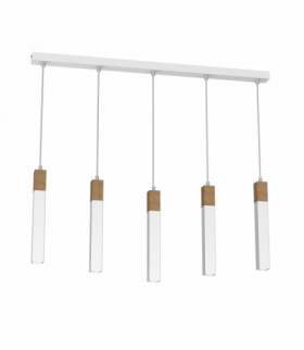 Lampa wisząca SOLO SAWN WHITE / PATINATED WOOD 5x mini GU10 Milagro MLP7477