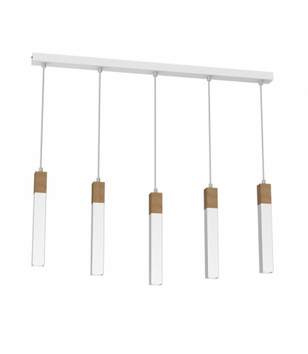 Lampa wisząca SOLO SAWN WHITE / PATINATED WOOD 5x mini GU10 Milagro MLP7477