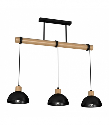 Lampa wisząca ERIK Black/Wood 3xE27 Milagro MLP7226