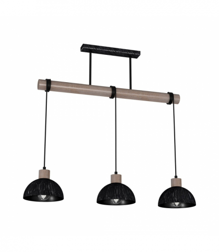 Lampa wisząca ERIK Sawn black/Patinated wood 3XE27 Milagro MLP7640