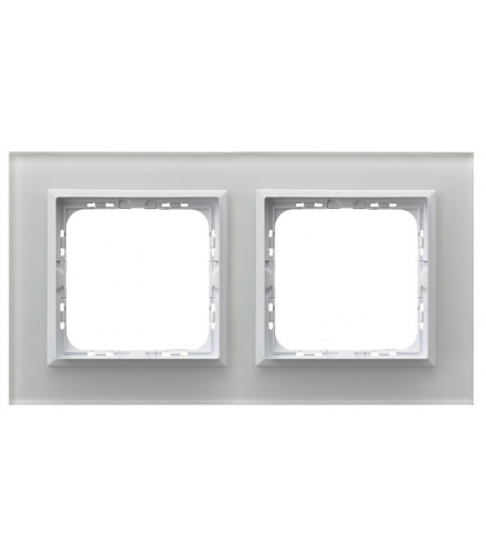 SONATA R-2RGC/31/00 Ramka podwójna , BIAŁE SZKŁO