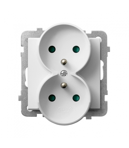 SONATA GP-2RRZP/m/00 Gniazdo podwójne z uziemieniem z przesłonami torów prądowych, BIAŁY
