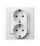 SONATA GP-2RSP/00 Gniazdo podwójne z uziemieniem schuko z przesłonami torów prądowych, BIAŁY