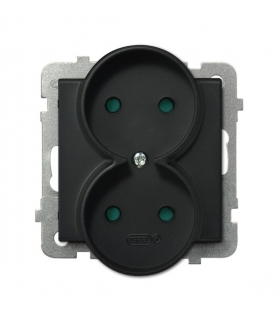 SONATA GP-2RR/m/33 Gniazdo podwójne , CZARNY METALIK