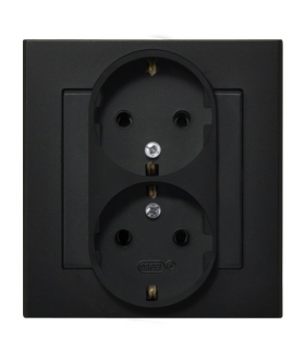 SONATA GP-2RS/33 Gniazdo podwójne z uziemieniem schuko , CZARNY METALIK