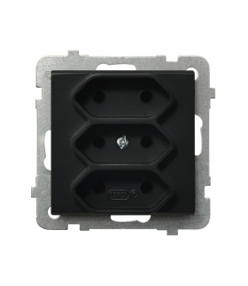 SONATA GP-3R/m/33 Gniazdo potrójne EURO , CZARNY METALIK