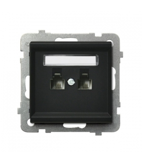 SONATA GPT-2RR/m/33 Gniazdo telefoniczne podwójne równoległe, CZARNY METALIK